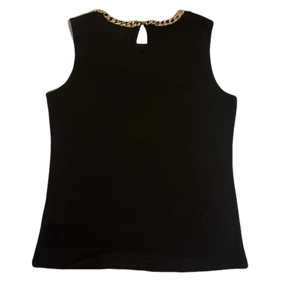 Calvin Klein Black Gold Choker Chain Neckline Tank Top Size S - Picture 3 of 8